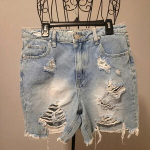 Madden NYC Distressed Destroyed Denim shorts Womens Junior 7 Summer Beach Vacay